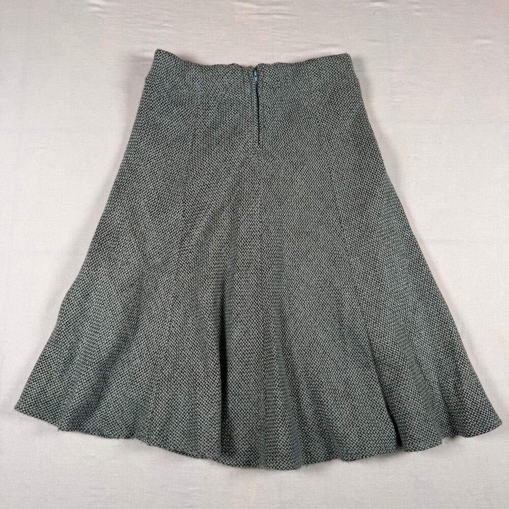 Studio Y 3/4 Light Blue Brown Woven Tweed Vintage A-line Skirt - Picture 2 of 8